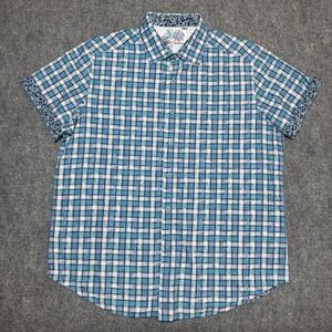 Robert Graham Short Sleeve Button Up Geometric Paisley Flip Cuff XL‎ CLassic Fit